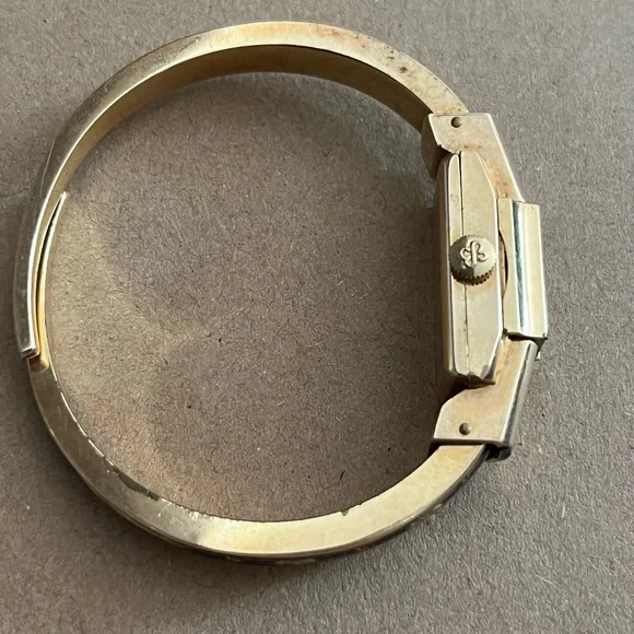 Ernest Borel Watch Incabloc Cuff with Gold Fleur Di Lis Insignia Vintage Antique - Picture 10 of 10